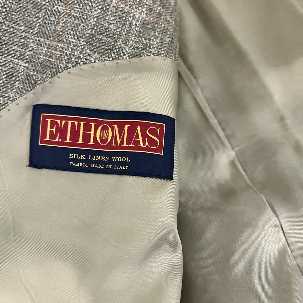 Brooks Brothers Fitzgerald Silk Linen E Thomas  43R Gray Herringbone Sport Coat - Picture 11 of 16